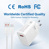 Chargeur de téléphone rapide 33W, ensemble de chargeurs avec prise EU, câble USB-A vers Type-C 6A, adaptateur mural pour téléphones Type-C