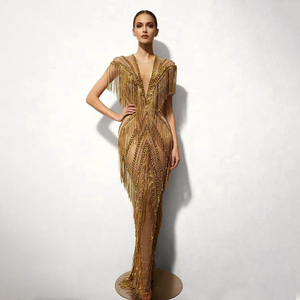 <span class=keywords><strong>Vestido</strong></span> Largo de Mujer, Sexy, con Espalda Descubierta, de Malla Transparente con Borlas y Pedrería Dorada, para Actuaciones en Escenario, Disfraz de <span class=keywords><strong>Drag</strong></span> <span class=keywords><strong>Queen</strong></span> - Product Image 1
