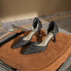 Chaussures à talons pour femmes, sexy, style club, à enfiler, en satin, effet gelée, avec strass et paillettes, à bout ouvert, montantes, pour l'automne et l'été, modèle intemporel - Product Image 4