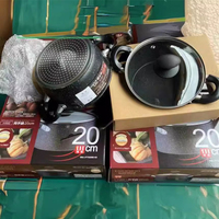 Ustensiles de cuisine, batterie de cuisine antiadhésive, marmite double face en pierre, cuisinière à induction et cuisinière à gaz, marmite en fonte d'aluminium, marmite à ragoût, marmite à soupe