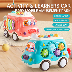 Juguetes Educativos Montessori 6 en 1: Piano de Golpeteo, Juego de Pesca, Juguetes Musicales de Aprendizaje para Niños, Coche Deslizante, Autobús de Juguete para Bebés - Product Image 2