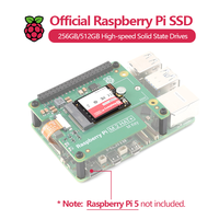 SSD / Kit SSD Resmi Raspberry Pi, 256GB / 512GB dan RPI M.2 HAT+, kompatibel dengan standar PCIe Gen 3, cocok untuk RPI 5.