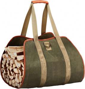 Sac de transport pour bûches en toile cirée, très résistant, avec poignée, pour bois de chauffage, échantillon gratuit - Product Image 1