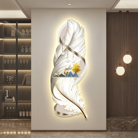 Décoration murale en peinture murale en cristal de porcelaine gravée aux UV avec lumière LED, style moderne et luxueux pour le salon, le couloir et l'entrée