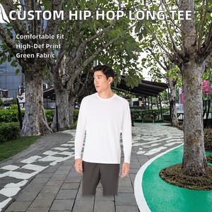 T-shirt à manches longues en tricot uni personnalisé pour la saison estivale, style décontracté hip-hop, en spandex, avec impression numérique et motifs - Product Image 2