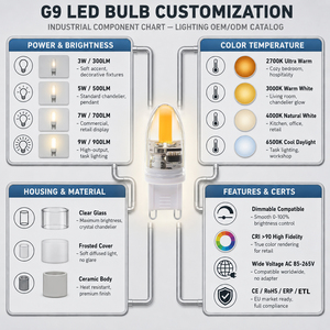 G9 LED Candle Bulb Epistar Chip 170-200LM AC 120V 230V 360 Degree Dimmable CE RoHS 15000H 2-Year Warranty Office - Product Image 5