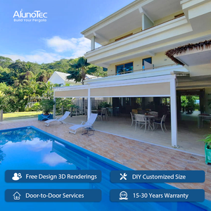 Alunotec bán buôn ngoài trời mái hiên có thể điều chỉnh mở Patio mái điều khiển từ xa vườn nguồn cung cấp có thể thu vào pergola tán - Product Image 6