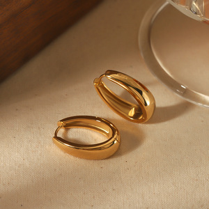 Pendientes Colgantes en Forma de U de Acero Inoxidable, Chapados en Oro, Joyería de Moda, Pendientes de Aro para Mujer - Product Image 3