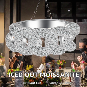 High Quality Custom <b>Iced</b> Classic Unisex VVS Moissanite 925 Sterling Silver Cuban <b>Ring</b> GRA Certificate Pave Setting Wedding - Product Image 2
