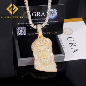 Collar con Colgante de Jesús de Moda, Joyería Hip Hop, Chapado en Oro GRA, Plata de Ley 925, Diamante Moissanita VVS - Product Image 4