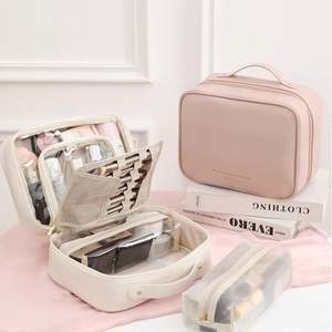 Hot Selling Travel PU <b>Storage</b> Handbag Waterproof Makeup Organizer Pouch <b>Bag</b> Portable <b>Zipper</b> Cosmetics Toiletry Pouch <b>Bag</b> - Product Image 1