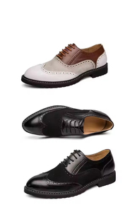 Chaussures habillées Oxford vintage de style britannique pour hommes, cuir verni brillant, bout carré sculpté, chaussures formelles augmentant la taille, mariage - Product Image 6