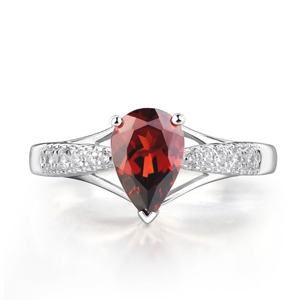 แหวนโกเมนราศีมังกร เงินแท้ 925 ชุดแต่งงาน แหวนหมั้นโกเมนทรงกลมสีเข้ม - Product Image 5