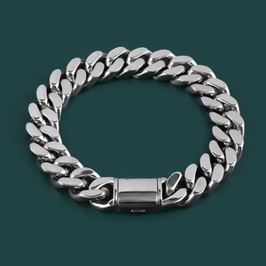 Urban Stainless Steel Jewelry Mens <b>Titanium</b> Plating Cuban Link Bracelet Hip Hop Mens Chunky Miami Cuban Bracelets - Product Image 4