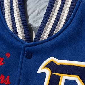 Áo khoác varsity nam chất lượng cao, tay áo da thêu chữ, may theo yêu cầu của nhà sản xuất - Product Image 4