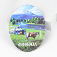 Aimant de réfrigérateur en aluminium 3D personnalisé, souvenir touristique de Mongolie