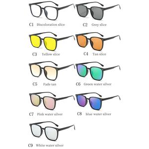 패션 PC 프레임 남녀공용 방사선 방지 직사각형 안경 플라스틱 렌즈가있는 광 변색 선글라스 <span class=keywords><strong>UV400</strong></span> 유리 음영 - Product Image 3