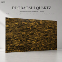 Grande dalle de quartz brun foncé doré, 15-30 mm |   CE ISO Zéro Silice |   Aménagement de table et d'intérieur commercial