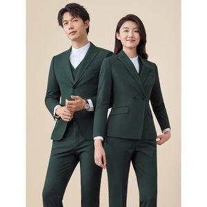 Dark Green Suit Set Unisex Formal Business Attire For Daily Workwear - Product Image 3