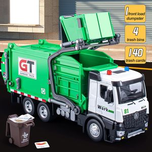 Jouets de <span class=keywords><strong>camion</strong></span> <span class=keywords><strong>poubelle</strong></span> Cabine en métal Jouets de <span class=keywords><strong>camion</strong></span> <span class=keywords><strong>poubelle</strong></span> réalistes pour garçons avec lumières et sons 4 poubelles avec cartes <span class=keywords><strong>poubelle</strong></span> - Product Image 4