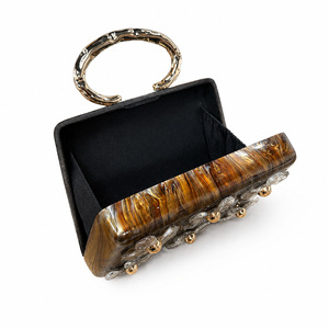 Factory NEW Fashion Elegant Resin <b>Clutch</b> <b>Bag</b> Pearl Flower Decoration Ring Handle Evening <b>Wedding</b> Party Handbag 3D Floral - Product Image 6