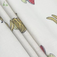 Tissu en lin et viscose imprimé, motif de fruits, textile tissé pour vêtements et usage domestique