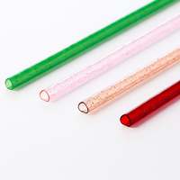 Pailles en plastique réutilisables à paillettes en forme de cœur, sans BPA, en PP, colorées et scintillantes, pour mariages et fêtes, vente en gros