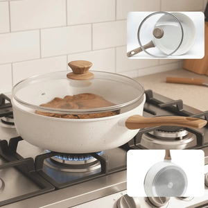 Sartén de aluminio en oferta, sartén para saltear con revestimiento antiadherente para estufas de gas e inducción. - Product Image 4