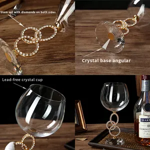 고급 가정용 사용자 정의 다이아몬드 금속 유럽 레드 와인 유리 샴페인 유리 크리스탈 유리 잔 공장 직접 판매