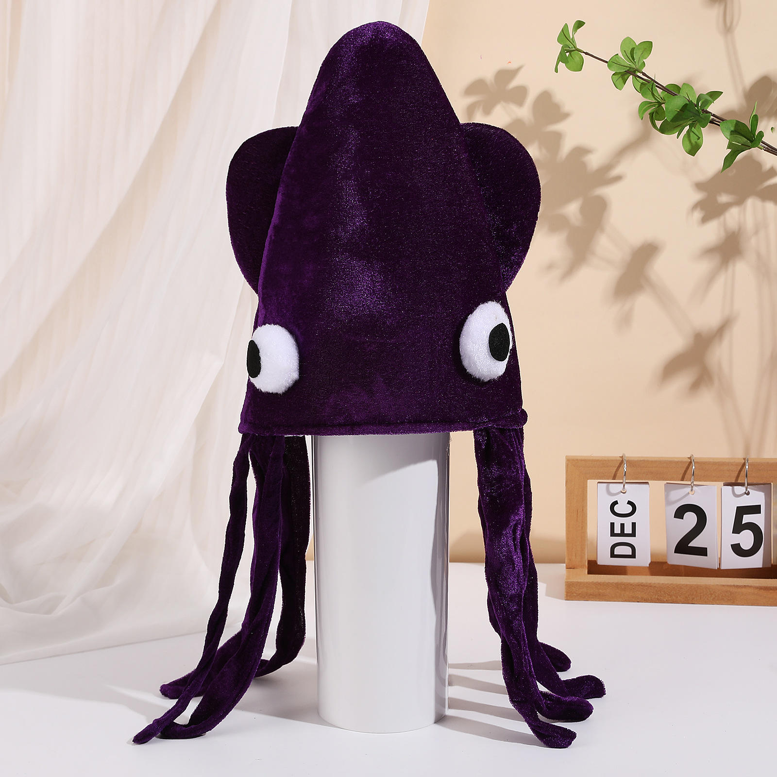 Purple gold velvet octopus hat