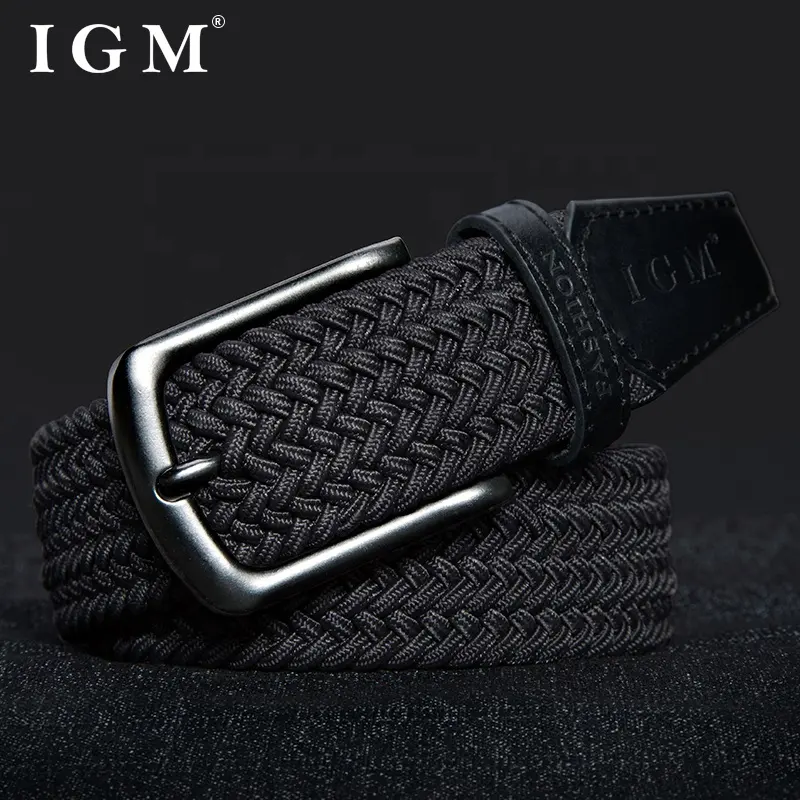 IGM Custom Printed Web Knit Textile Buckle-free Adjustable Elastic Golf Belts For Men Jean
