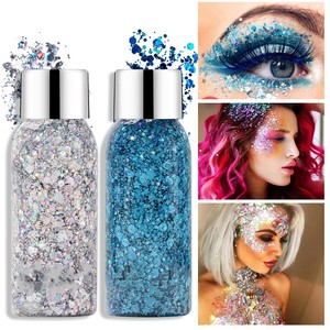 Vücut ve yüz lazer flaş tozu makyaj sanat gözler ve dudaklar için Glitter jel Sequins <span class=keywords><strong>Glow</strong></span> dekorasyon parti festivali krem göz - Product Image 4