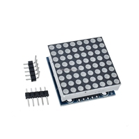 Modul Matriks Titik LED WAVGAT MAX7219 8x8 dengan Driver Mikrokontroler Pemasangan Melalui Lubang Warna Merah/Biru/Hijau