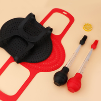 Ensemble de bâtonnets à boucherie en silicone résistant à la chaleur, compatible four et lave-vaisselle, avec pince à dinde pliable et panier filtrant pour poulet, pour la cuisson