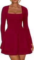 Robe mini élégante pour femme à col carré et jupe à volants, avec logo personnalisable, style corset, manches courtes, tissée numérique, pour usage quotidien et occasions spéciales