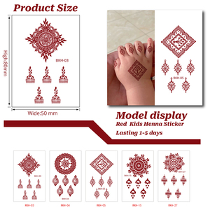 Aangepaste, niet-toxische rode henna tattoo stickers, waterdicht papier, veilig voor babyhuid, voor jongens & meisjes - Product Image 3