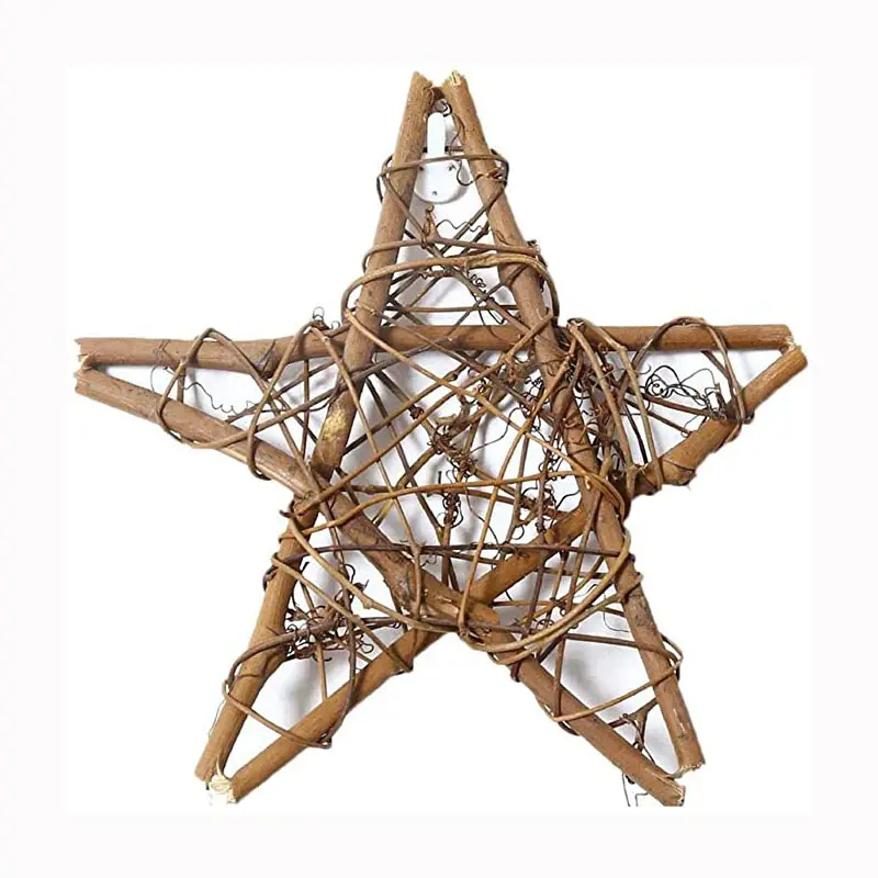 DIY Crafts Hand Made Natural Twig Rattan Star For Christmas tree Wooden decoration Xmas Tree Topper Star