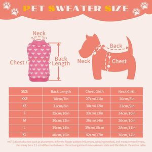발렌타인 클래식 강아지 니트 스웨터 부드러운 애완동물 의류 핑크 소형 중형 XS 가을 XXS 신축성 방수 올 시즌용 - Product Image 6