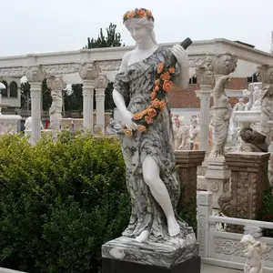 Haute pierre polonaise marbre quatre saisons dieu Sculpture Figure Statue pour jardin