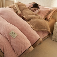 Parure de lit en velours imprimé animal écologique RTS, 3/4 pièces, drap en flanelle moelleuse, drap-housse en polaire corail, linge de lit chaud et épais