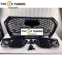 Grille de brouillard de style nid d'abeille Q5/SQ5 RSQ5 adaptée à Q5 (2018-2020) OEM Noir brillant Grille de phare antibrouillard avant adaptée à Q5/SQ5 Facelift RS Grill