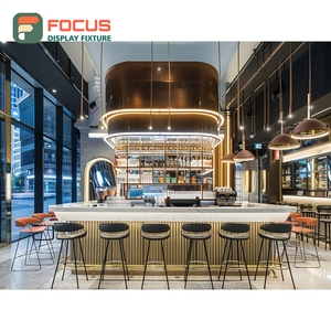 Minimal Coffee Display Cabinet Matte Wood Finish Syrup Bottle Display Area Storefront Coffee Cabinet - Product Image 1