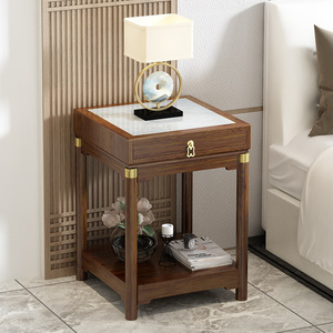 <b>Glass</b> Top <b>Side</b> <b>Table</b> With Storage Shelf For Nightstand Bedroom Living Room Corner Use - Product Image 2