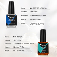 VENALISA 15ml Préparateur d'ongles déshydratant sans acide, kit de base, adhésif déshydratant, gel de liaison pour ongles acryliques, huile équilibrante, solutions pour la peau