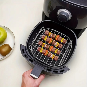 1 ensemble de grille de cuisson en acier inoxydable pour friteuse à air, avec 4 pics à viande, accessoires de cuisine - Product Image 3