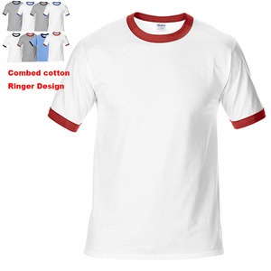Mùa Hè Mềm Shin Ringer T Áo Sơ Mi Unisex Chắp Vá Ngắn Tay Áo 180G Bông T Áo Sơ Mi Ringer Mỏng Phù Hợp Với TEE Áo Sơ Mi Homme - Product Image 1