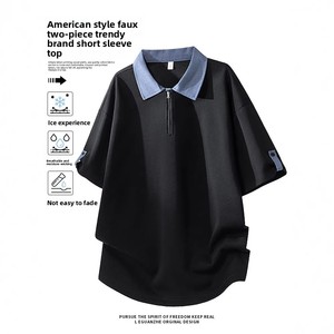 Camicia Estiva <span class=keywords><strong>NASA</strong></span> Nuova Moda Geometrica Bicolore in Cotone per Uomo con Colletto a Risvolto Manica Corta Casual Studente - Product Image 5