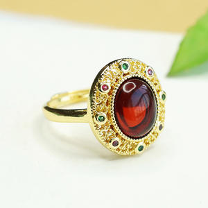 Cincin Amber ceri berongga kualitas tinggi perhiasan Fashion cincin jari berlian & batu permata zirkon kubik berlapis gaya klasik - Product Image 3