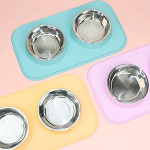 새로운 디자인 애완 동물 그릇 미끄럼 방지 식품 및 급수 소형 중형 대형 개 고양이 강아지를위한 스테인레스 스틸 개 그릇