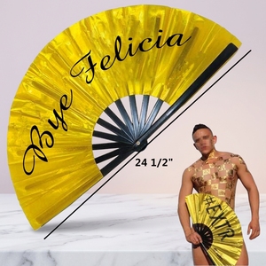 Prix d'usine, vente en gros personnalisée, grand éventail pliant en tissu de bambou, pour soirée, boîte de nuit, <span class=keywords><strong>DJ</strong></span>, avec logo imprimé, cadeau promotionnel d'été - Product Image 1